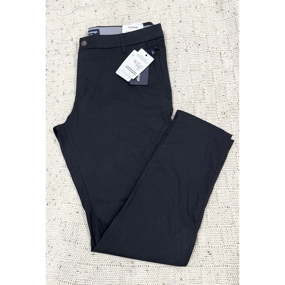 Birddogs Chino Pants Men 36X32 Black  Flat Front Casual Golf Performance Stretch